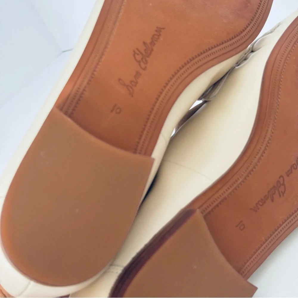 Sam Edelman Lucca Leather Loafers Cream with Gold Buckles Preppy Classic NEW 10 - Picture 8 of 9